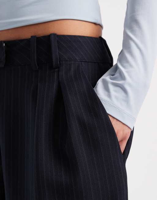 Pantalones de sastre azul marino de pernera ancha con pinzas y raya diplomática de ASOS DESIGN , 3 de 5