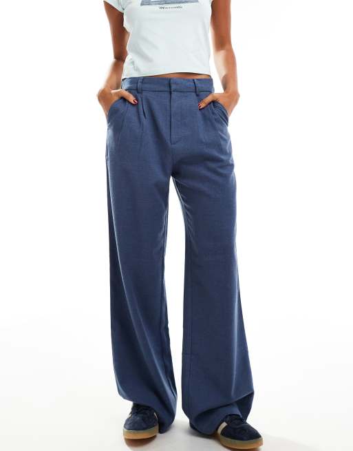 Pantalones de sastre azul marino de pernera ancha y talle muy alto de Hollister