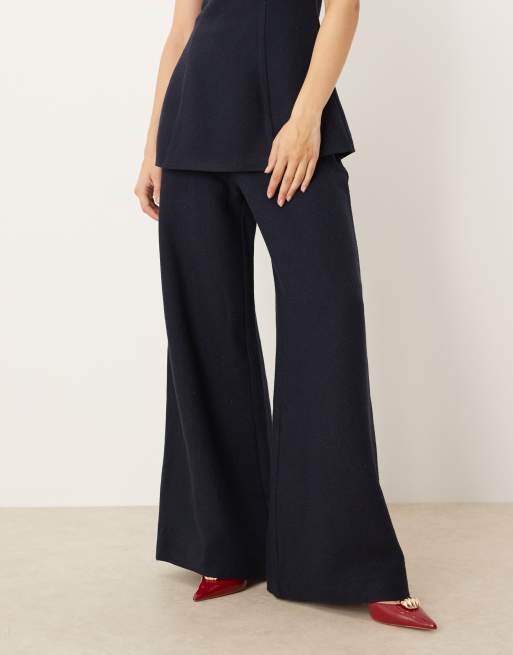 Pantalones de sastre azul marino de pernera muy ancha de bouclé ASOS DESIGN (parte de un conjunto), 2 de 4