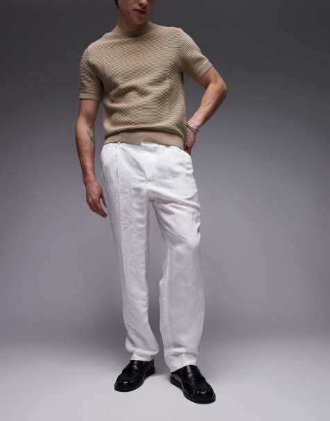 Pantalones de sastre beis de mezcla de lino de Mango - view 1