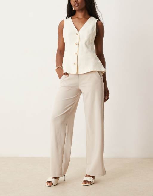 Pantalones de sastre beis de pernera ancha de JDY, 5 de 5