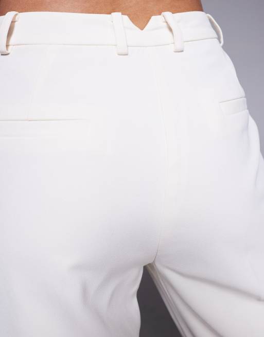 Pantalones de sastre blanco hueso de talle alto y pernera recta de ASOS DESIGN, 5 de 5