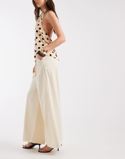 Pantalones de sastre blanco marfil con dobladillos vueltos de ASOS DESIGN, 3 de 5