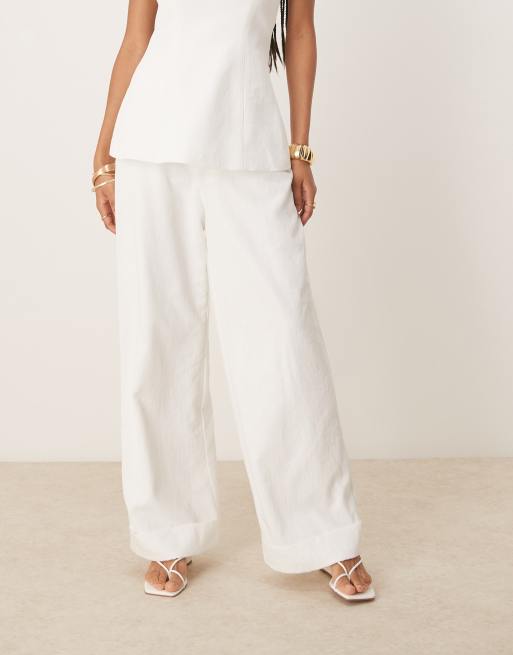 Pantalones de sastre blancos de pernera ancha de Six Stories (parte de un conjunto), 2 de 5