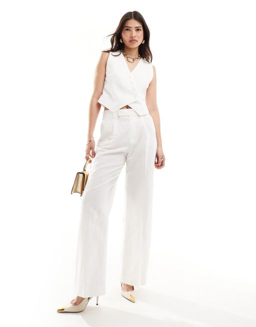 Pantalones de sastre blancos de pernera recta de Mango (parte de un conjunto)