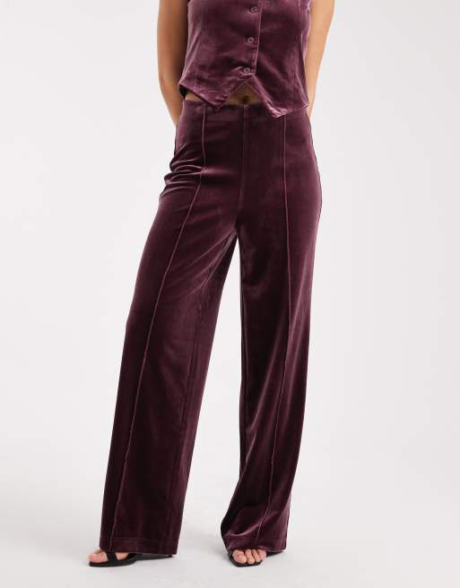 Pantalones de sastre burdeos con costura delantera de terciopelo de Vero Moda (parte de un conjunto), 2 de 5