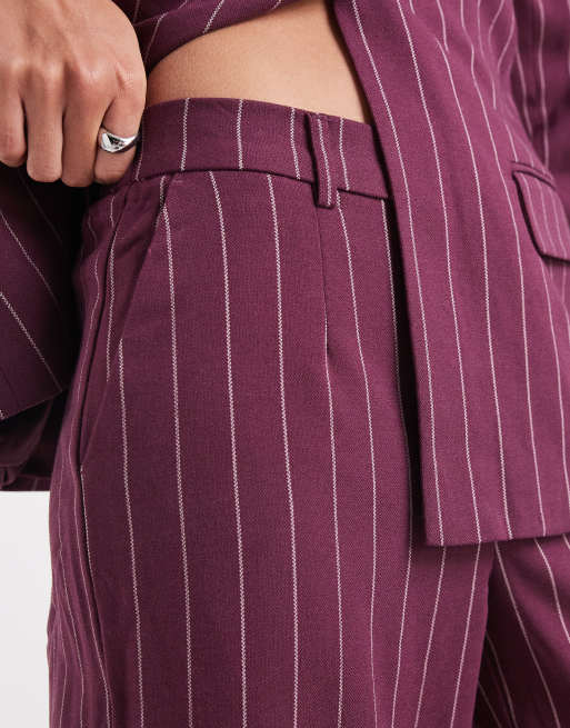 Pantalones de sastre burdeos de pernera ancha con raya diplomática de Object (parte de un conjunto), 5 de 5