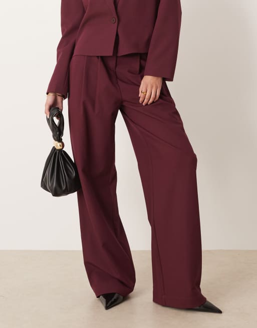 Pantalones de sastre burdeos de talle alto de YAS (parte de un conjunto), 2 de 5