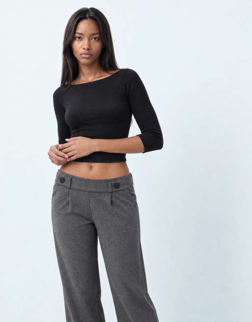 Pantalones de sastre capri gris oscuro de pernera ancha y talle alto de JDY, 8 de 8