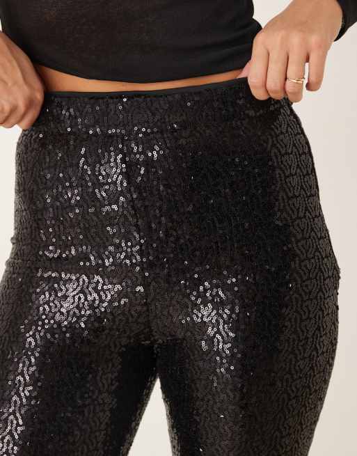 Pantalones de sastre capri negros de lentejuelas de ASOS DESIGN , 4 de 5
