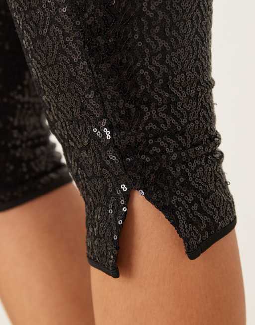 Pantalones de sastre capri negros de lentejuelas de ASOS DESIGN , 5 de 5