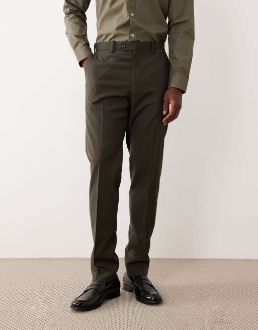 Pantalones de sastre caquis de corte slim de Mango (parte de un conjunto)