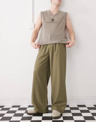 Pantalones de sastre caquis de pernera ancha y corte holgado de COLLUSION - view 1