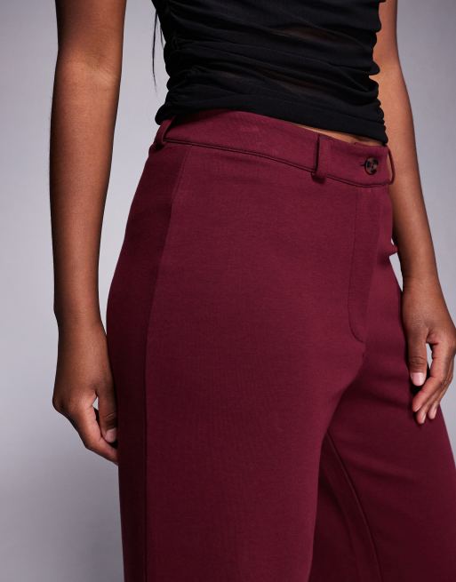 Pantalones de sastre color baya de pernera ancha de punto liso de ASOS DESIGN, 4 de 5