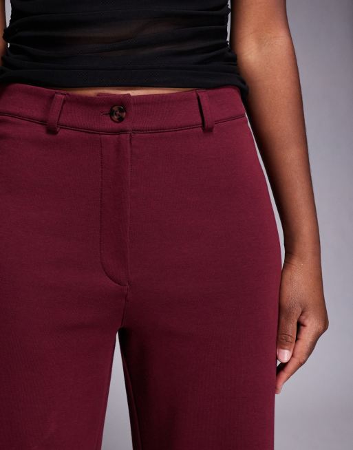Pantalones de sastre color baya de pernera ancha de punto liso de ASOS DESIGN, 5 de 5