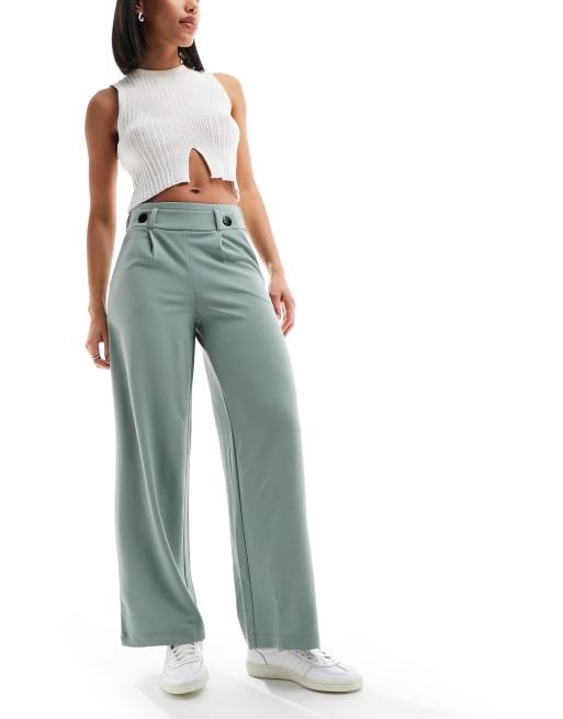 Pantalones de sastre color cerceta de corte ancho y talle alto de JDY