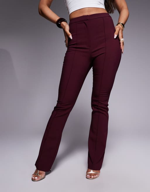 Pantalones de sastre color ciruela de corte acampanado de ASOS DESIGN