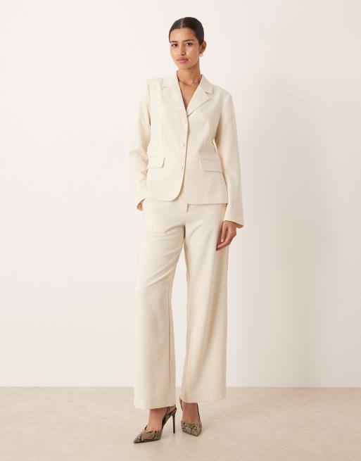 Pantalones de sastre color crema abedul de pernera ancha de VILA (parte de un conjunto)