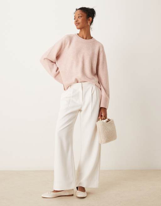 Pantalones de sastre color crema de pernera ancha de Abercrombie & Fitch