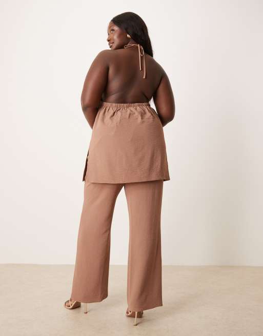 Pantalones de sastre color moca de pernera recta de ASOS DESIGN Curve (parte de un conjunto), 2 de 5