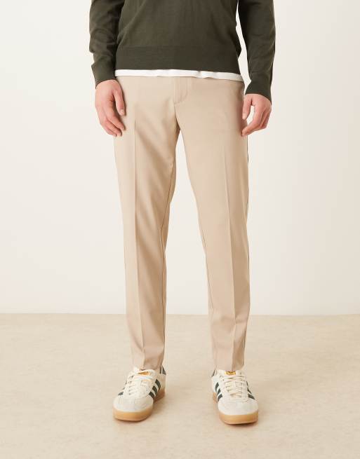 Pantalones de sastre color piedra de corte tapered de ASOS DESIGN