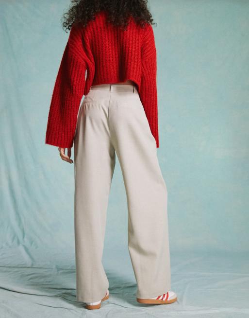 Pantalones de sastre color piedra de pernera ancha de Miss Selfridge, 3 de 5