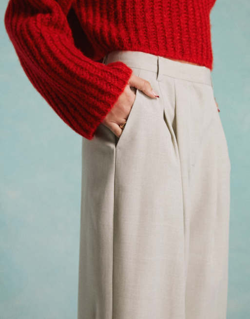Pantalones de sastre color piedra de pernera ancha de Miss Selfridge, 5 de 5