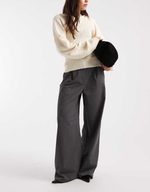 Pantalones de sastre gris carbón con cinturilla minimalista de ASOS DESIGN