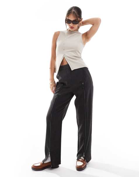 Pantalones de sastre gris carbón con cremallera en la pernera de ASOS DESIGN - view 1