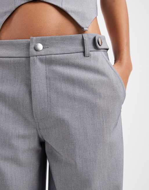 Pantalones de sastre gris carbón holgados de talle bajo de COLLUSION, 3 de 5
