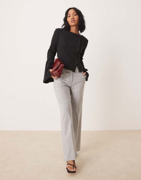 Pantalones de sastre gris claro de corte recto slim de ASOS DESIGN Petite - view 1