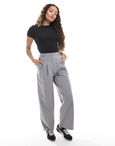 Pantalones de sastre gris claro de pernera ancha de Miss Selfridge Petite - view 1