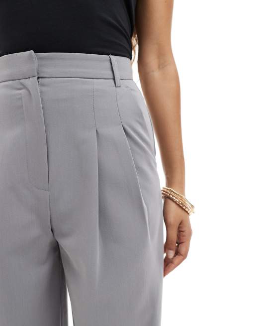 Pantalones de sastre gris claro de pernera ancha de Miss Selfridge Petite, 3 de 5