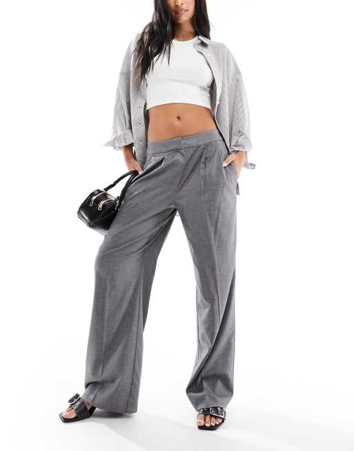 Pantalones de sastre gris lavado de corte recto de Mango