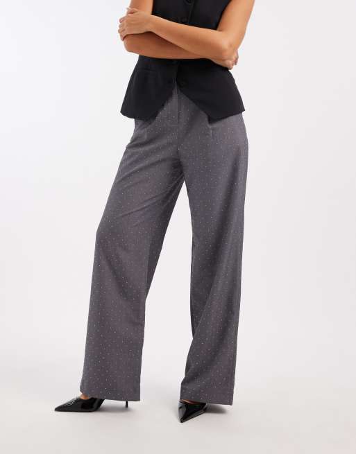 Pantalones de sastre grises de pernera ancha con diseño termosellado de French Connection, 3 de 5