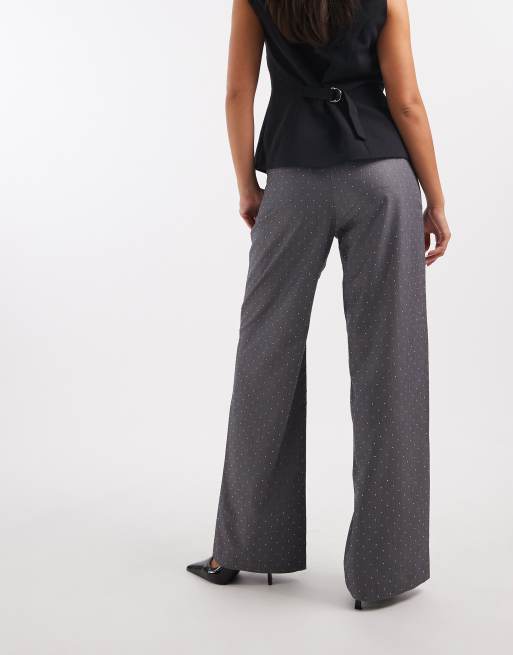 Pantalones de sastre grises de pernera ancha con diseño termosellado de French Connection, 5 de 5