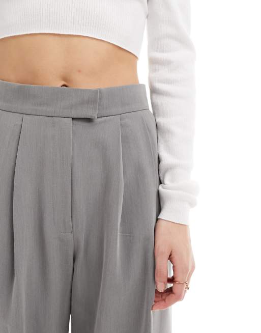 Pantalones de sastre grises de pernera ancha con pinzas de ASOS DESIGN, 3 de 5