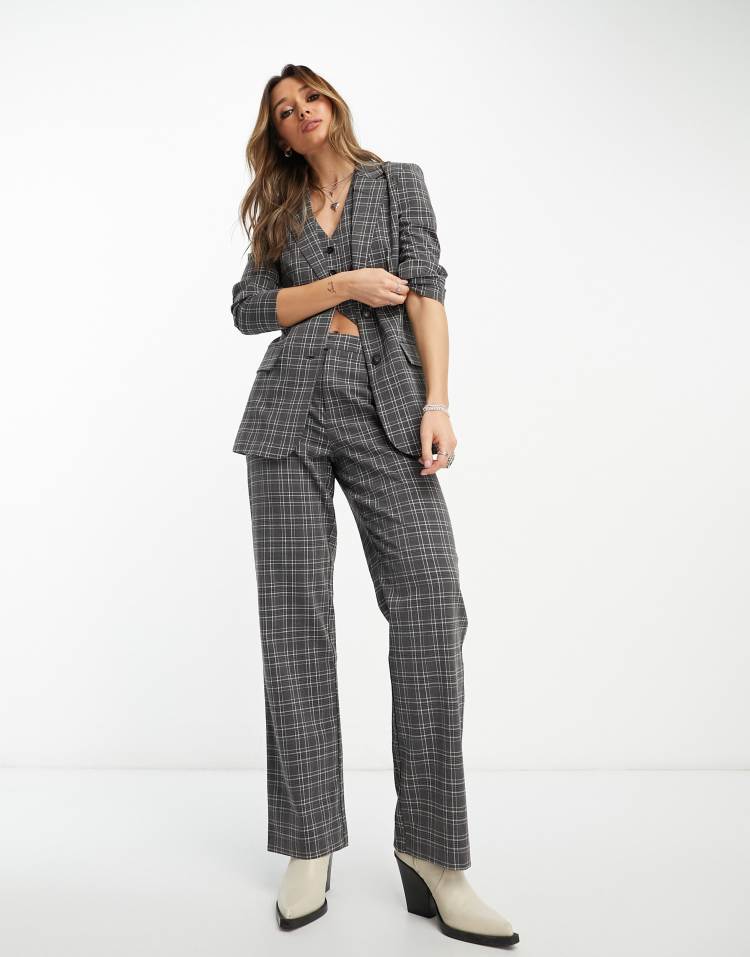 Pantalones de sastre grises de pernera ancha con raya diplomática de Only (parte de un conjunto) - view 1