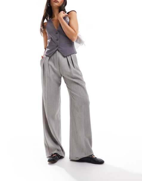 Pantalones de sastre grises de pernera ancha de tejido texturizado de ASOS DESIGN - view 1