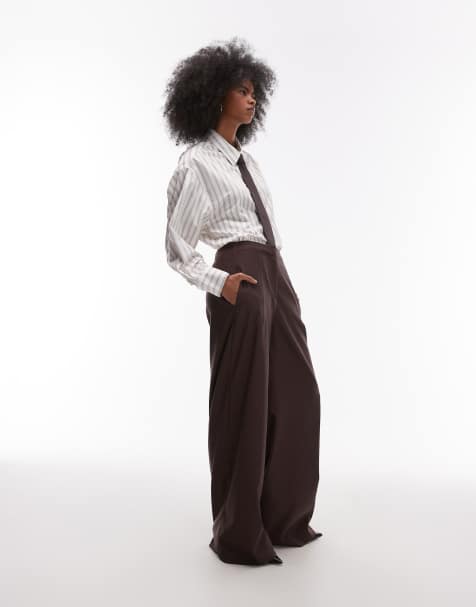 Pantalones de sastre marrón chocolate de pernera barrel de ASOS DESIGN - view 1