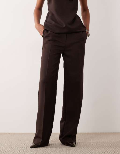 Pantalones de sastre marrón chocolate de pernera recta de ASOS DESIGN (parte de un conjunto) , 2 de 4