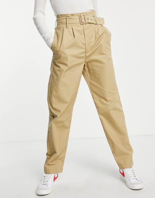 Pantalones de sastre marrón topo de talle alto y corte tapered holgado de Levi's
