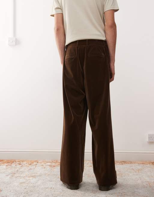 Pantalones de sastre marrones de pernera ancha de terciopelo de Reclaimed Vintage (parte de un conjunto), 3 de 5