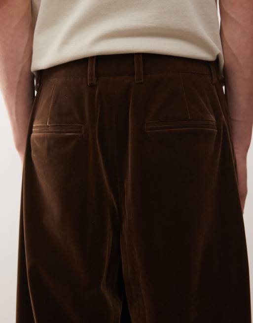 Pantalones de sastre marrones de pernera ancha de terciopelo de Reclaimed Vintage (parte de un conjunto), 4 de 5