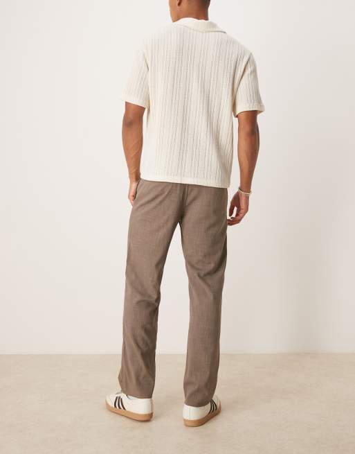 Pantalones de sastre marrones holgados de pernera recta de Abercrombie & Fitch, 3 de 5