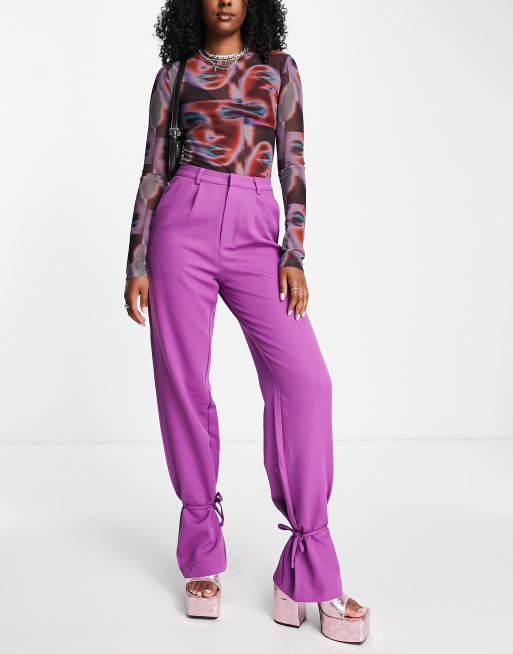 Pantalones de sastre morados con lazada en los bajos de Heartbreak (parte de un conjunto)