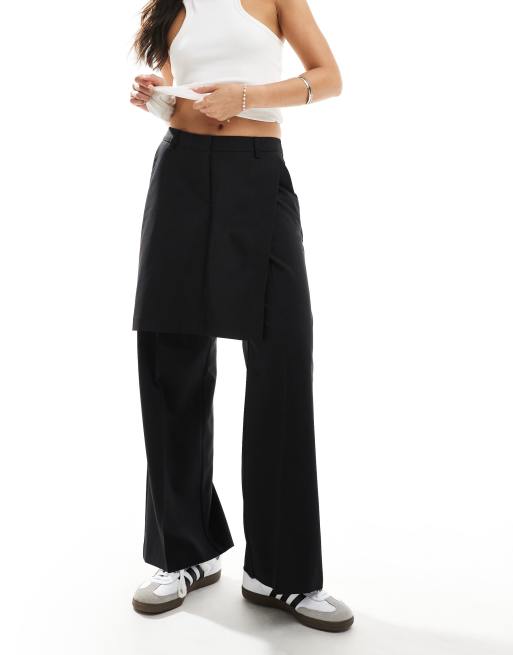 Pantalones de sastre negros con falda superpuesta de ASOS DESIGN