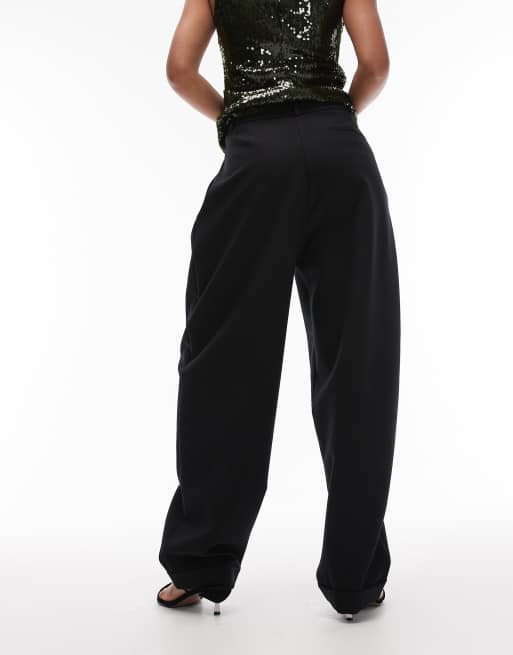 Pantalones de sastre negros de corte barrel con bajos vueltos de ASOS DESIGN, 4 de 5