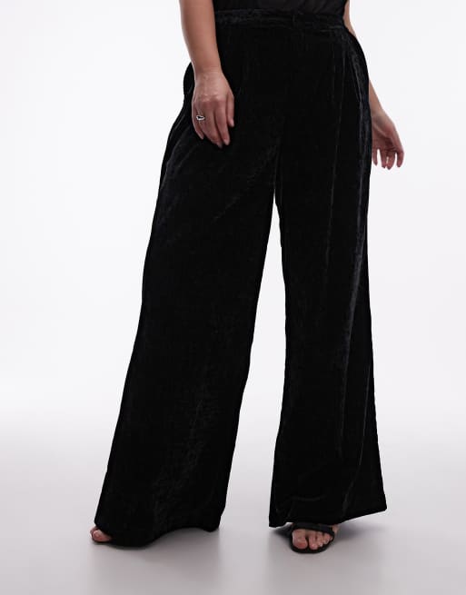 Pantalones de sastre negros de pernera ancha de terciopelo texturizado de ASOS DESIGN Curve, 5 de 5