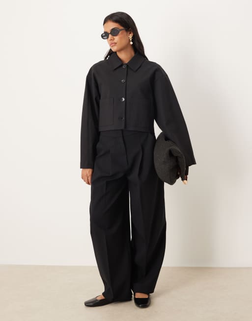 Pantalones de sastre negros de pernera barrel de Mango (parte de un conjunto)